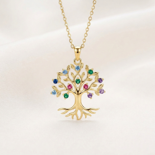 Family Tree Birthstone Gold